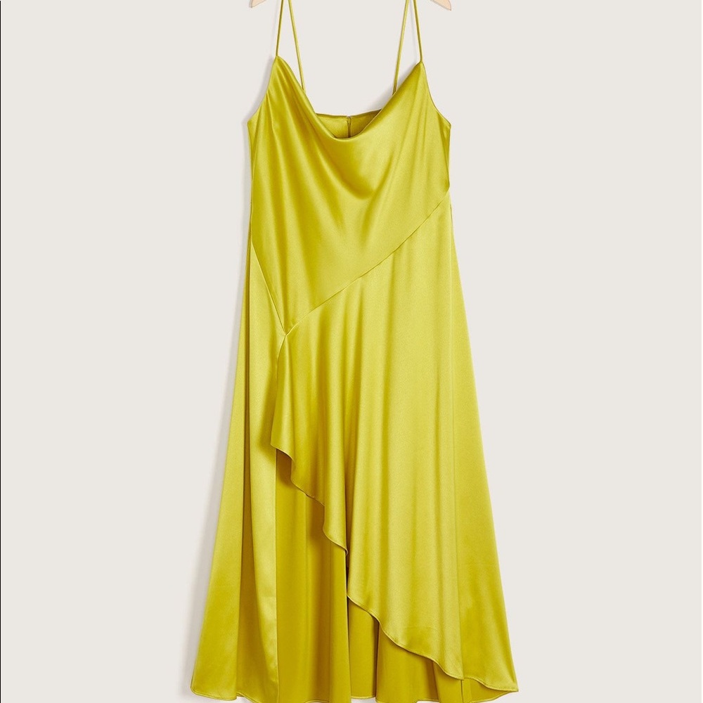 Asymmetrical Cascade Slip Dress